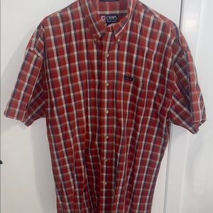 Chaps Red and White Checkered Button-Down Shirt